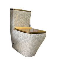 WC deux pièces en céramique blanche de style européen de luxe, à poser au sol, allongé, avec siphon en S pour salle de bain