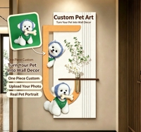 Art mural personnalisé sur mesure pour animaux de compagnie, portrait 3D en grès gaufré, photo de chien ou de chat, décoration pour salon, couloir, entrée, maison