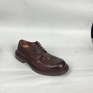 Zapatos de vestir formales para hombre, estilo retro lavado, con broche de brocado en relieve, de cuero genuino, suela gruesa, con cordones, que aumentan la altura - Product Image 6
