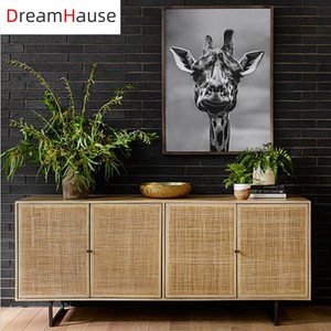 Dreamhause Hotel Living Room Furniture Solid wood And Rattan TV Cabinet High Kitchen Cupboard