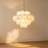 Lustre LED rond en cuivre doré et albâtre, suspension suspendue E14 CRI 90, éclairage à 360 degrés pour villa