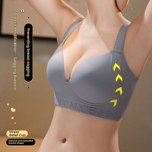 Sujetador deportivo sin costuras para mujer, talla grande, copa fina, minimizador, para busto grande, push-up, antideslizante, soporte lateral, antideslizante para grasa de axila - Product Image 5