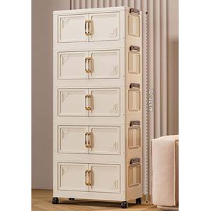 45 CM 5 Couches Chambre Cuisine En Plastique Rangement <span class=keywords><strong>Commode</strong></span> Armoire Tiroir Organisateur Bébé Pliable Placard Armoire avec Roues - Product Image 1