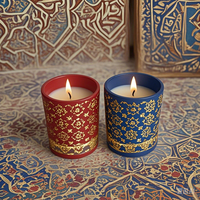 Bougie parfumée artisanale de luxe haut de gamme en verre personnalisé, cire de soja, décoration pour les fêtes, Pâques, Diwali, Ramadan, parfum