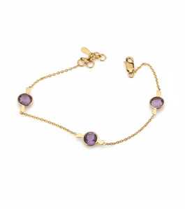 Pulsera de Cadena de Oro de 18 Quilates con Amatista en Forma de Gota - Product Image 1