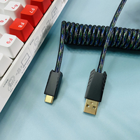 Câble de clavier Type-C enroulé 5 broches GX16 Aviator avec conducteur en cuivre pur et gaine en nylon pour ordinateurs et claviers