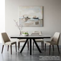 Ensemble de table à manger carrée extensible de luxe moderne personnalisable pour hôtel, en céramique frittée de 12 mm, 6 places