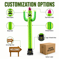 Figurine gonflable personnalisée en forme de cactus, équipée d'un souffleur portable, idéale pour les restaurants, les magasins et la publicité extérieure