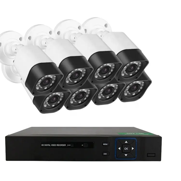 2mp 5MP 8 Channel AHD Security Camera System kit HD Wired Outdoor Cameras with Night Vision 5 in 1 DVR