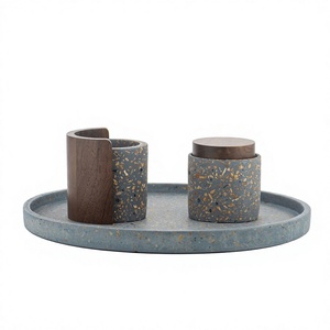 Opal Stone Terrazzo Bakhoor Burner Set Premium Modern Wood Sandalwood Eco-Friendly Incense Holder Stylish <b>Homes</b> Ramadan Decor - Product Image 1