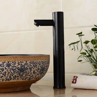 Robinet de lavabo monotrou noir à détection infrarouge électronique sans contact, en laiton, finition antique, à monter sur comptoir
