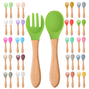 <span class=keywords><strong>ชุด</strong></span>ช้อนส้อมสำหรับเด็ก ฝึกทานอาหารแข็ง ช้อนส้อมเด็ก ช้อนส้อมซิลิโคนด้ามไม้ <span class=keywords><strong>ชุด</strong></span>ช้อนส้อมสำหรับเด็ก - Product Image 1