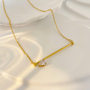 Đồ Trang Sức Thời Trang Mạ 2025 18K Vàng Titan Thép Nước Drop Shipping Kim Cương Mỏng <span class=keywords><strong>Rod</strong></span> Mặt Dây Chuyền Năm Mới Quà Tặng Vòng Cổ - Product Image 2