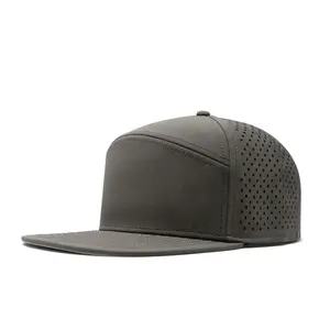 Bán Buôn Hóa Đơn Phẳng Biểu Tượng Tùy Chỉnh Snapback Gorras Tia Laser Không Thấm Nước Cắt Trống Đục Lỗ 6 Bảng Điều Chỉnh Thể Thao Mũ Bóng Chày Melin Mũ