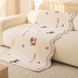 <b>Sofa</b> Slipcover Cream Dog Pattern Plush 145-185CM All Season Non Slip <b>Cat</b> Scratch Resistant - Product Image 4
