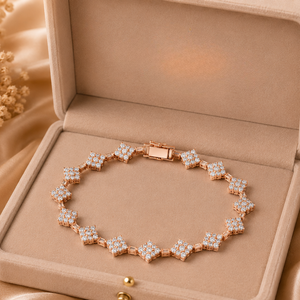 Pulsera de tenis geométrica de oro con diamantes, diseño de rombos y cuadrados, brazalete de circonitas cúbicas, joyería fina de lujo, caja de regalo incluida para mujer - Product Image 5