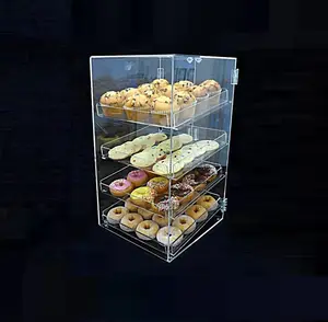 Armoire à Desserts en acrylique transparent anti-poussière, personnalisé, étagère de présentation pour Desserts, gâteaux, tarte, Donuts, boîtier de rangement pour magasins à pain