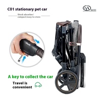 Tout-en-un Poussette pliable réglable pour chat et chien Teddy Chariot de voyage pliable à une clé Produit de transport pour animaux de compagnie