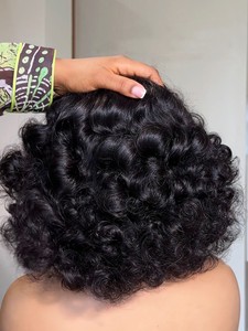 Perruque Bandeau <span class=keywords><strong>Cheveux</strong></span> Humains Brésiliens SDD Pleine Densité Ondulée Bouclée Non-Lace pour Femmes Noires - Product Image 4
