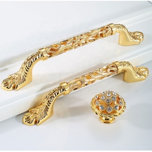Wardrobe door handle European cabinet door gold light luxury hollowed out furniture drawer handle
