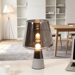Modern Smoky Gray Glass Table Lamp Led Desk <b>Light</b> Nordic Minimalist Style For Bedroom Study Room - Product Image 4