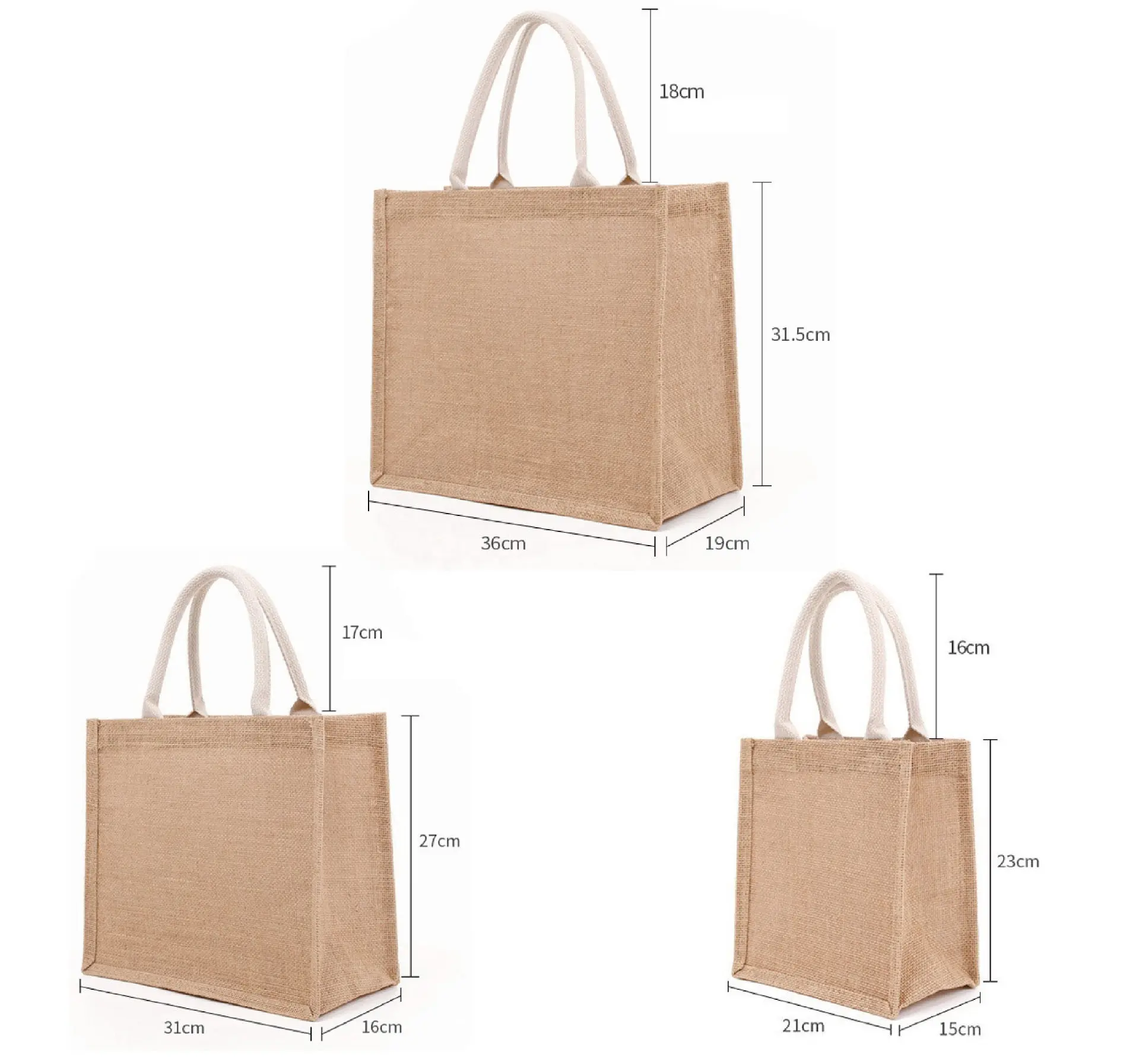 wholesale eco natural Plain Eco Jute Wide Gusset Tote shopping bag