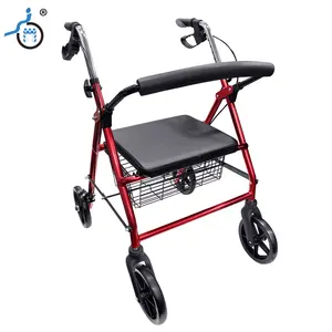 Junneng JN612LH Aluminium Frame Bijgestaan Lopen Rolstoel Volwassen Handicap Wandelaar Met Seat Arbeidsbesparende Rollator Met Mand