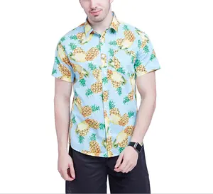 Summer European and American Plus Size Men's Short-sleeved Top Hawaiian Floral Shirt for Men