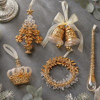 Nouveauté 2026 : Ornements de Noël dorés de luxe, décorations suspendues, cloche, couronne, sommet de sapin, pour la maison et les fêtes