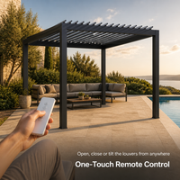 Pergola extérieure en aluminium écologique, imperméable, sur mesure, avec toit à lames orientables électriques pour villa