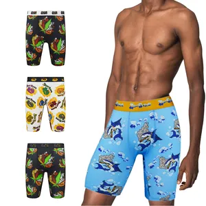Hotsale Fashion Mens Long Leg Sports Boxer Shorts Printed Underwear Men Quick Dry Custom Logo Man Underwear Boxers
