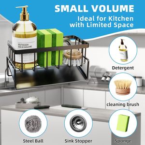 <b>Kitchen</b> Rustproof Sink <b>Caddy</b> Organizers and Storage Dish Soap Dispenser Sponge Holder for Countertop - Product Image 3