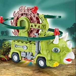 QY Dinosaurio Eléctrico con Tobogán, Música y Rompecabezas, Coche de Juguete, Montaña Rusa y Noria, Regalo de Cumpleaños y Navidad, de Plástico - Product Image 2