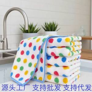 Paño de cocina con diseño de lunares, paño de limpieza para cocina, grueso, altamente absorbente, antiadherente, estropajo de vellón coral, uso doméstico - Product Image 2