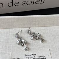 Boucles d'oreilles pendantes vintage en forme de croix, zircon, style punk gothique, bijoux d'oreille unisexe, accessoire de mode streetwear hip-hop pour le quotidien, les fêtes et les rendez-vous