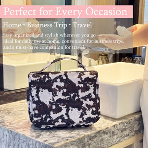 Borsa da Toilette Personalizzata/All'Ingrosso in Stile Western con Stampa Mucca, Borsa da Viaggio Portatile per Cosmetici - Product Image 5