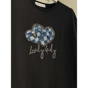 เสื้อยืดพิมพ์ลายหัวใจผู้หญิงฟิโอริสีดำ แขนสั้น น่ารัก ทุกฤดูกาล S Xl - Product Image 1