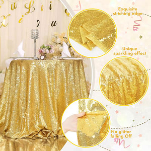 YACHEN 40/48/60inch Round Gold Sequin Fabric Tablecloth Wedding <strong>Decorations</strong> <strong>Table</strong> <strong>Cloth</strong> Cover For Party Banquet <strong>Table</strong> - Product Image 2