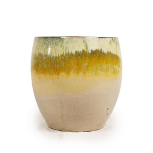 Ensemble de pots de fleurs en céramique à glaçure dégradée jaune et blanc de style américain, écologiques, durables, pour l'intérieur, l'extérieur, le jardin, la terrasse, la maison - Product Image 5