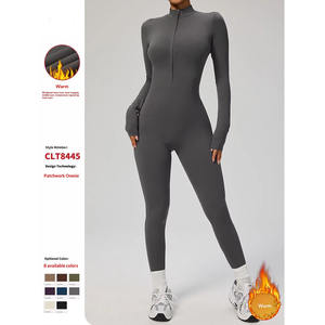 Nouveau style européen et américain, automne-hiver, velours fin, fermeture éclair, respirant, sans couture, bretelles spaghetti, manches longues, yoga, sport - Product Image 4