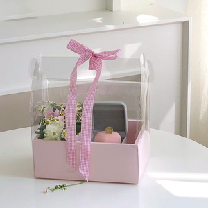 Luxury White Clear Tall Transparent Cake Box Pvc Wedding Birthday Party Gift Box with handle