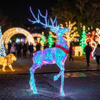 Maßgefertigte Neon-Rentier-Lichtinstallation Geometrischer LED-Hirsch Metallrahmen für Weihnachts-, Halloween-, Hochzeitsdekoration und Einkauf