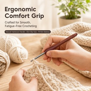 Aguja <span class=keywords><strong>de</strong></span> Ganchillo Portátil y Duradera con Mango <span class=keywords><strong>de</strong></span> Madera Natural, Aguja <span class=keywords><strong>de</strong></span> Ganchillo Individual para Proyectos <span class=keywords><strong>de</strong></span> Amigurumi, Manualidades con Hilo y Proyectos Hechos a Mano - Product Image 3