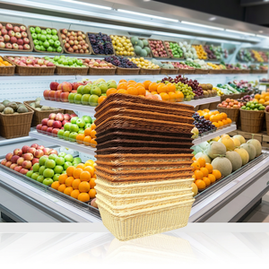 Cesta de Mimbre Marrón Ecológica para Exhibición de Frutas, Cesta para Productos Frescos para Estanterías de Supermercado - Product Image 2