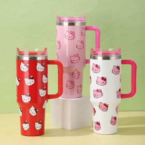 Hello Kitty Insulated Tumbler 40oz Stainless Steel With Handle Travel Mug For Outdoor Use - Product Image 1