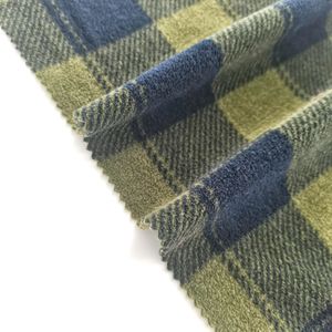 Ordu yeşil ekose desen % 100 polyester örme yumuşak 255 gsm polar polar kumaş - Product Image 4