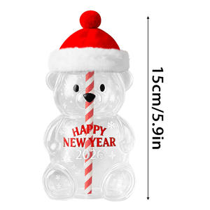 Bicchieri in Plastica a Forma di Orsetto Teddy <span class=keywords><strong>con</strong></span> Cappello Verde 2025, Design Carino <span class=keywords><strong>con</strong></span> Cannuccia per <span class=keywords><strong>Caffè</strong></span> - Product Image 3