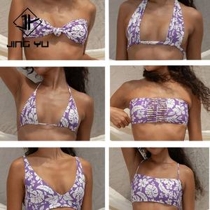 Traje de Baño de Tiras con Espalda Descubierta y Estampado Tie Dye con Logotipo Personalizado, Bikini con Cordón Ajustable, Traje de Baño de Tela Reciclada - Product Image 2