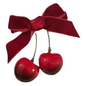 กิ๊บติดผมกำมะหยี่สีแดงเชอร์รี่ บรรยากาศฤดูหนาว คลิปหนีบ<span class=keywords><strong>ผม</strong></span>น่ารัก ขนาด 5 ซม. ของตกแต่งพลาสติกสำหรับงานปาร์ตี้ ทรงผมครึ่งรวบ - Product Image 5