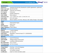 POS-5802DD Android /IOS mini portable imprimante thermique sans fil